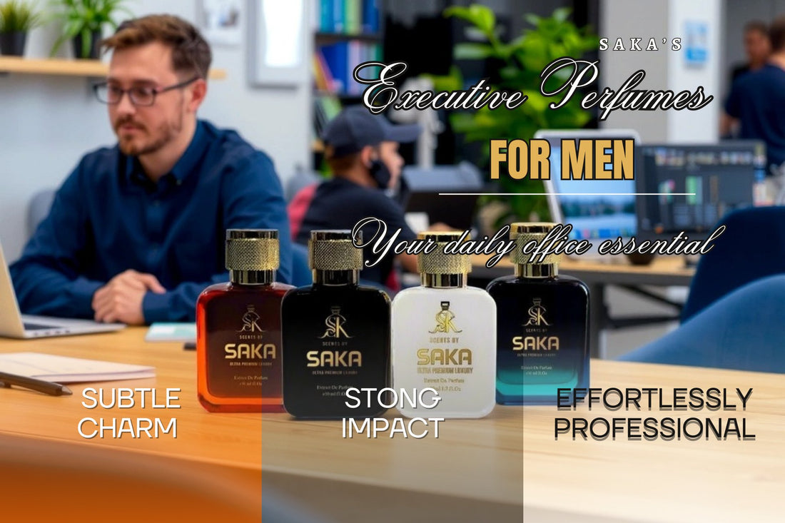 Command attention with the Best Office Perfumes for Men by Scents by Saka—refined, professional, and effortlessly confident.