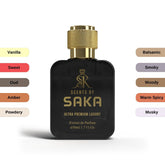 Saka's Raghba—an irresistible Extrait de Parfum inspired by Raghba by Lattafa. A warm, smoky, and sweet blend of oud, vanilla & amber.
