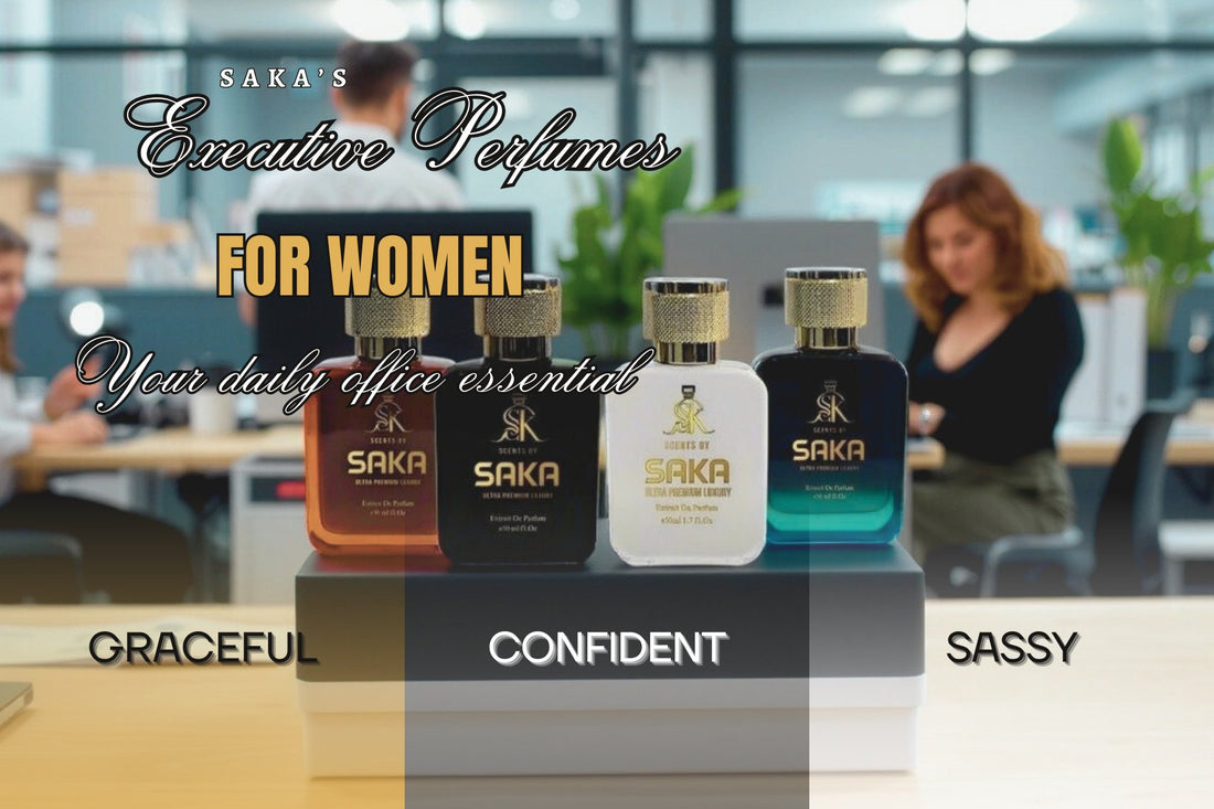 Exude confidence with the Best Executive Perfumes for Women by Scents by Saka—elegant, powerful, and perfect for the boardroom.
